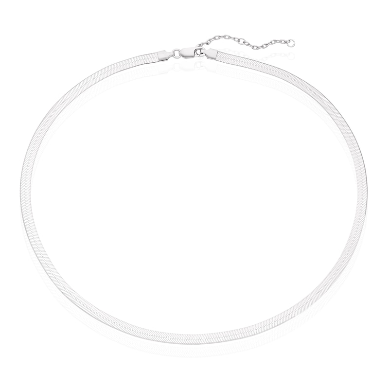Main Image 2 of Sterling Silver 16+2" Flat Herringbone Chain Necklace