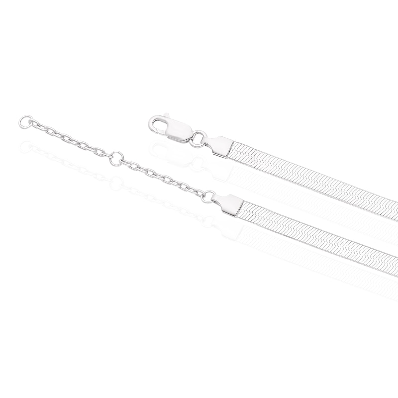 Main Image 3 of Sterling Silver 16+2" Flat Herringbone Chain Necklace