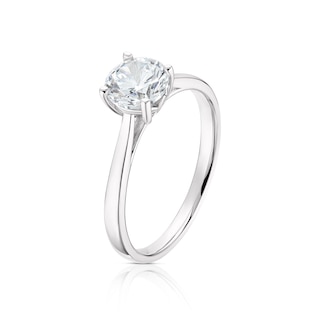 1 Carat CZ Solitaire Engagement Ring In .925 Sterling Silver - Sizes 1.5 To 15, Simple & Elegant Band