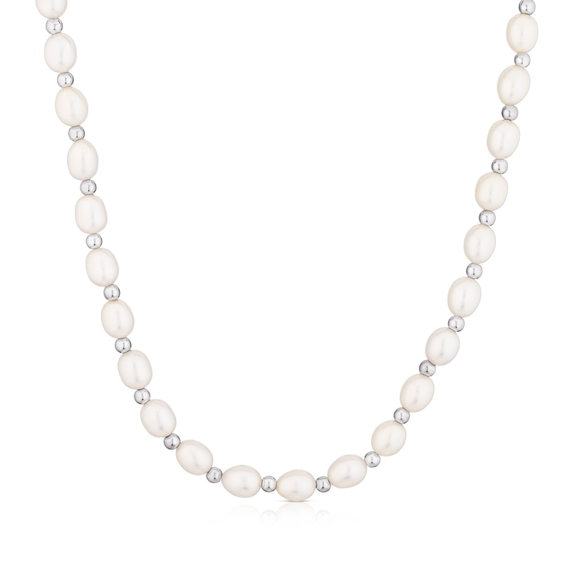9ct White Gold 17 Inch Cultured Pearl Beaded Necklet