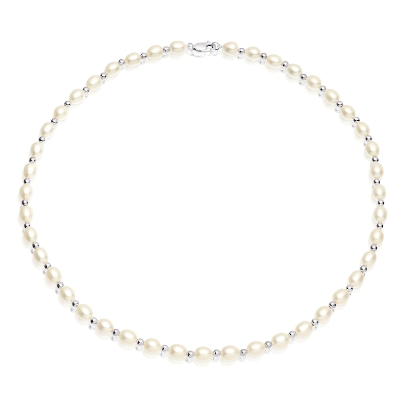 9ct White Gold 17 Inch Cultured Pearl Beaded Necklet