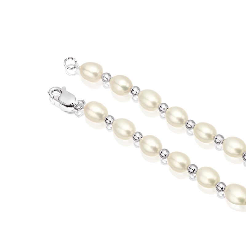 9ct White Gold 17 Inch Cultured Pearl Beaded Necklet