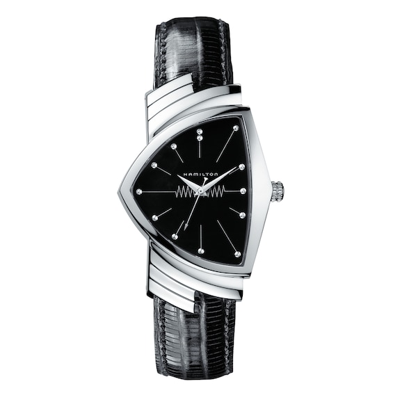 Men's Hamilton Ventura Black Leather Strap Watch