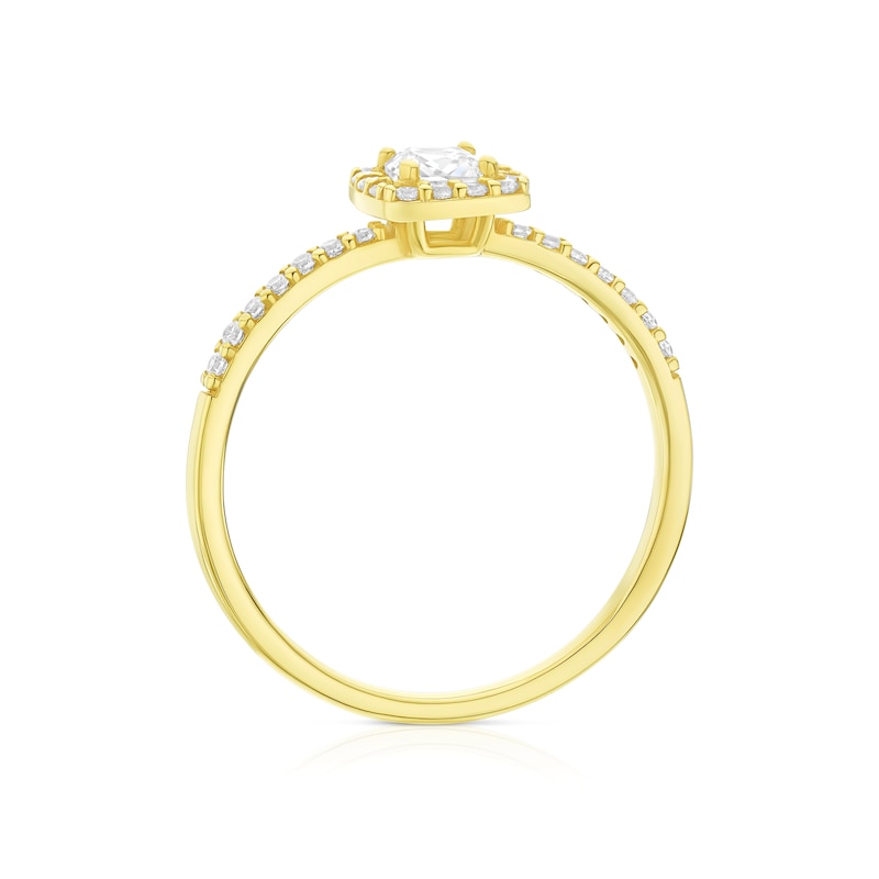 Main Image 3 of 9ct Yellow Gold CZ Cushion Shaped Halo Ring