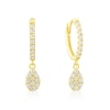 Thumbnail Image 0 of 9ct Yellow Gold CZ Pavé & Pear Shaped Drop Huggie Earrings