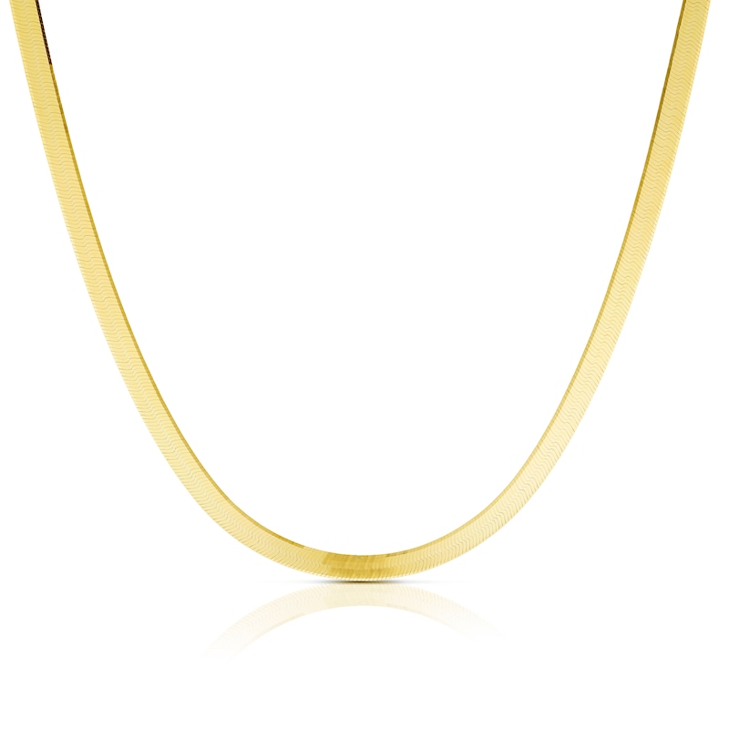 9ct Yellow Gold 16+2 Inch Greek Key Herringbone Chain Necklace