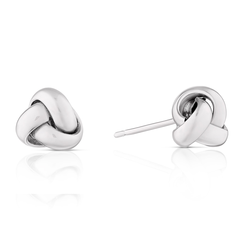 9ct White Gold Triple Knot Stud Earrings