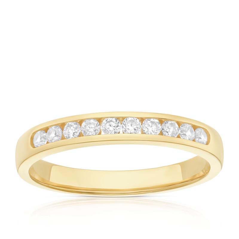 9ct Yellow Gold CZ Channel Set Eternity Ring