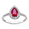 Thumbnail Image 1 of 9ct White Gold Created Ruby & CZ Pear Shaped Ring