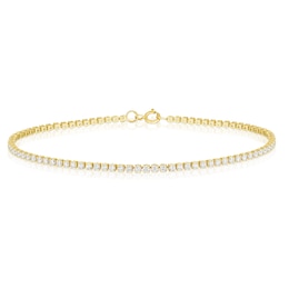9ct Yellow Gold 7.5&quot; Cubic Zirconia Round Cut Tennis Bracelet