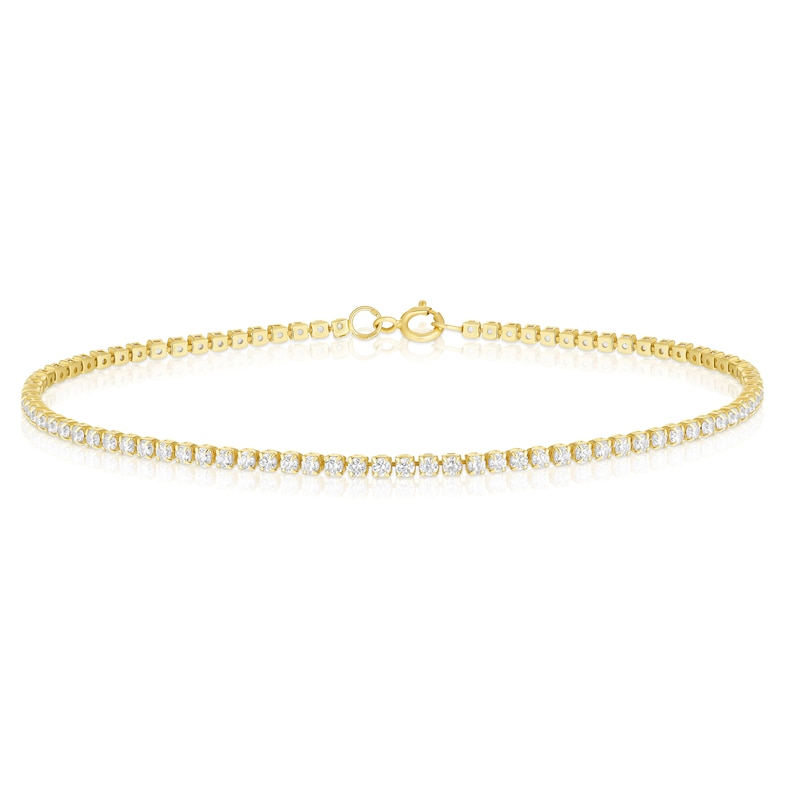 Main Image 1 of 9ct Yellow Gold 7.5" Cubic Zirconia Round Cut Tennis Bracelet