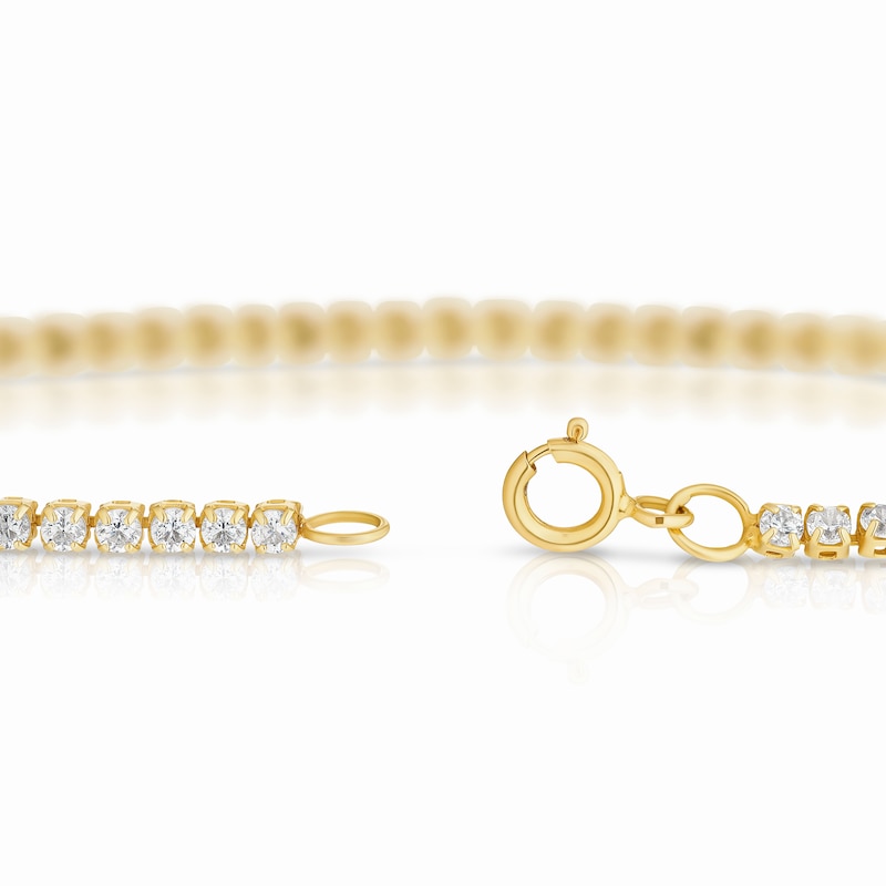 Main Image 3 of 9ct Yellow Gold 7.5" Cubic Zirconia Round Cut Tennis Bracelet