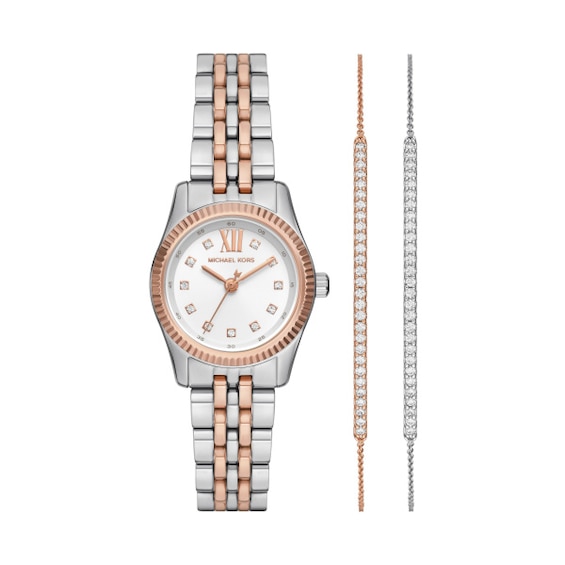 Women's Michael Kors Lexington Two Tone Watch & Bracelet Set