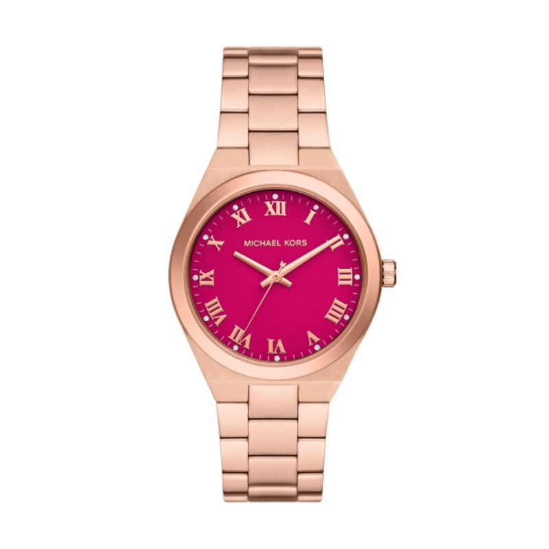 Main Image 1 of Michael Kors Lennox Pink Dial & Rose Gold Tone Bracelet Watch