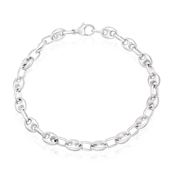 Sterling Silver 7.25 Puffed Anchor Chain Bracelet