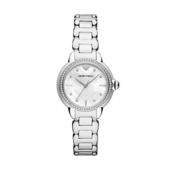 Emporio Armani Ladies Mother Of Pearl Dial and Steel Bracele