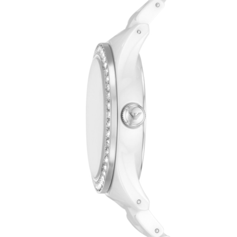 Emporio Armani Ladies' Silver Dial & Ceramic Bracelet Watch