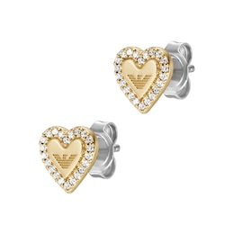 Emporio Armani Gold-Tone CZ & Heart Shaped Stud Earrings