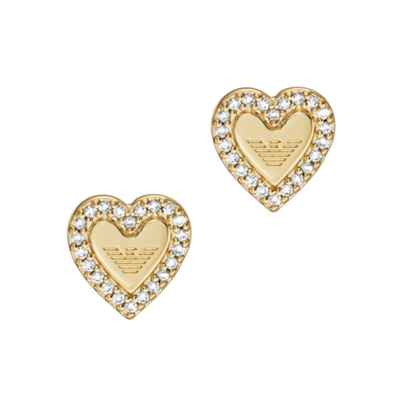 Main Image 2 of Emporio Armani Gold-Tone CZ & Heart Shaped Stud Earrings
