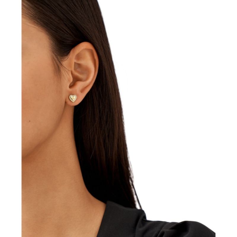Main Image 3 of Emporio Armani Gold-Tone CZ & Heart Shaped Stud Earrings