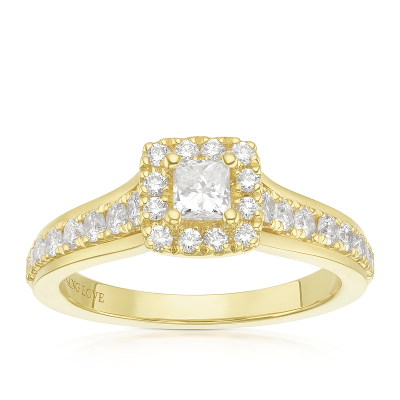 Vera Wang 18ct Yellow Gold 0.69ct Diamond Princess Cut Square Halo Ring