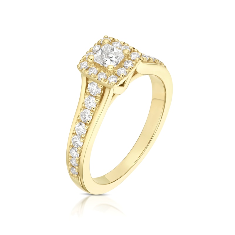 Vera Wang 18ct Yellow Gold 0.69ct Diamond Princess Cut Square Halo Ring