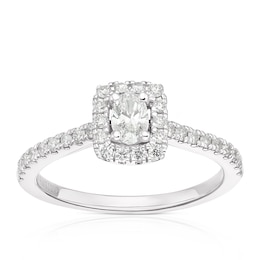 Vera Wang 18ct White Gold 0.50ct Diamond Radiant Shaped Halo Ring
