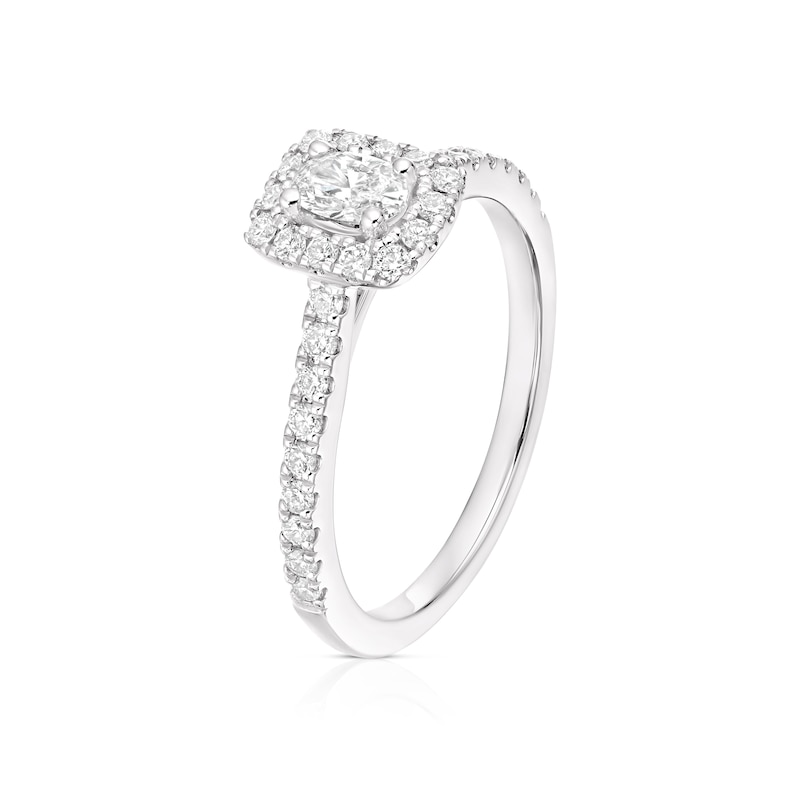 Vera Wang 18ct White Gold 0.50ct Diamond Radiant Shaped Halo Ring