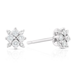 9ct White Gold 0.25ct Diamond Flower Earrings