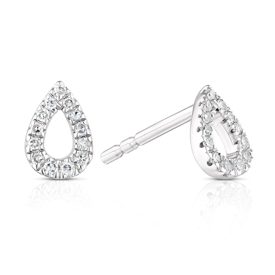 Sterling Silver Diamond Open Pave Pear Shaped Stud Earrings