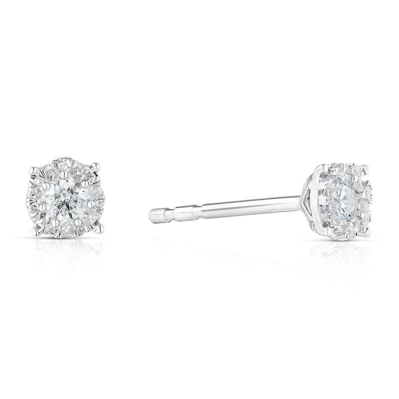 9ct White Gold 0.20ct Diamond Round Cluster Stud Earrings