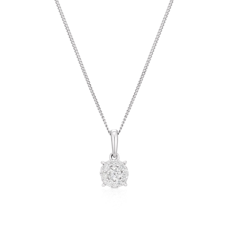 9ct White Gold 0.20ct Diamond Round Cluster Pendant