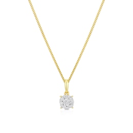 9ct Yellow Gold 0.20ct Diamond Cluster Pendant