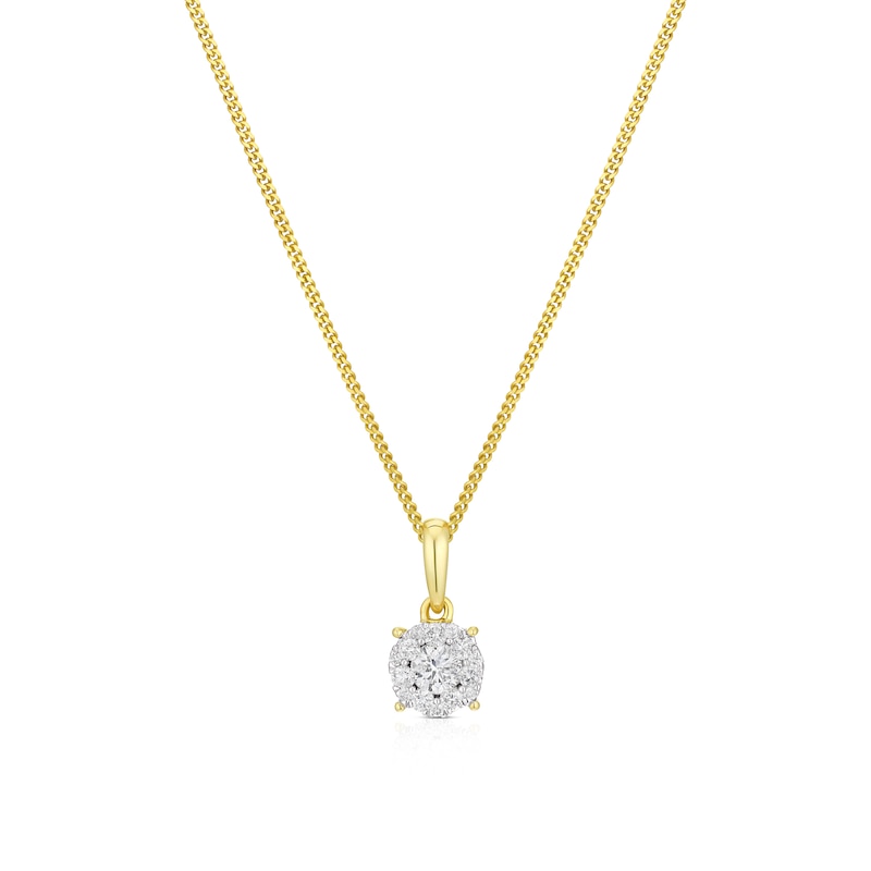 Main Image 1 of 9ct Yellow Gold 0.20ct Diamond Cluster Pendant