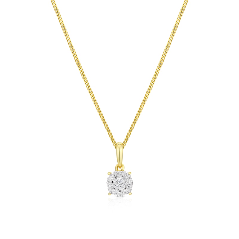 9ct Yellow Gold 0.20ct Diamond Cluster Pendant