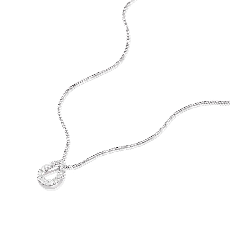 Sterling Silver Diamond Open Pear Shaped Pendant