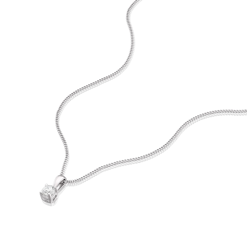 Main Image 2 of 9ct White Gold 18&quot; Four Claw Diamond Pendant