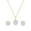 Thumbnail Image 0 of 9ct Yellow Gold 0.30ct Diamond Total Cluster Stud Earring & Pendant Set