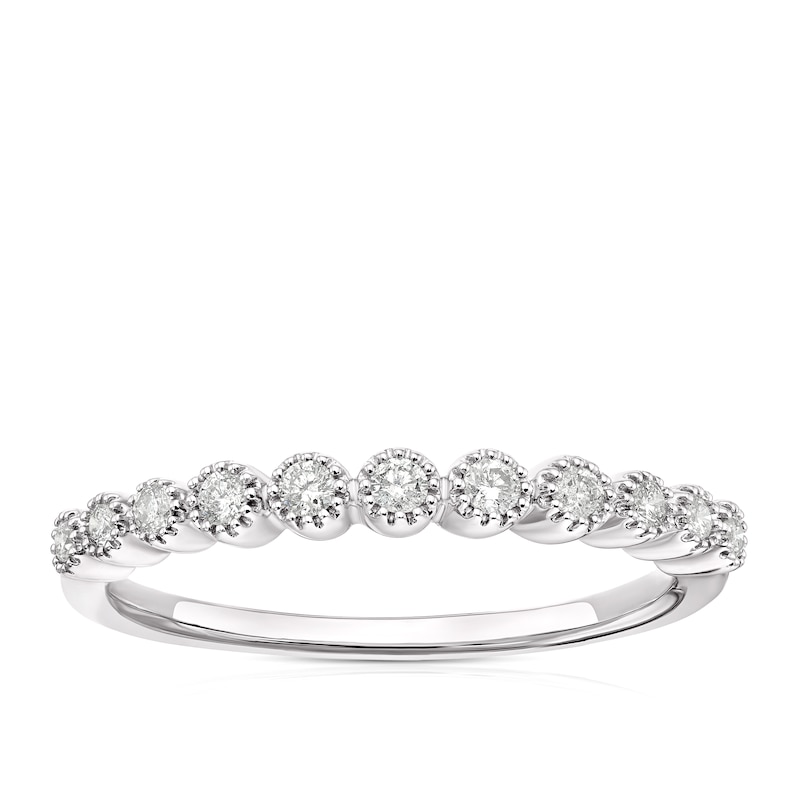Main Image 1 of 9ct White Gold 0.15ct Diamond Milgrain Eternity Ring
