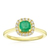 Thumbnail Image 0 of 9ct Yellow Gold Emerald & 0.15ct Diamond Cushion Halo Ring