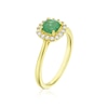 Thumbnail Image 1 of 9ct Yellow Gold Emerald & 0.15ct Diamond Cushion Halo Ring