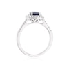 Thumbnail Image 2 of 9ct White Gold Blue Sapphire & 0.33ct Diamond Oval Double Halo Ring