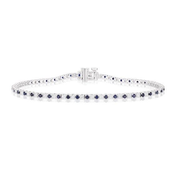 9ct White Gold Sapphire and 1ct Diamond Tennis Bracelet