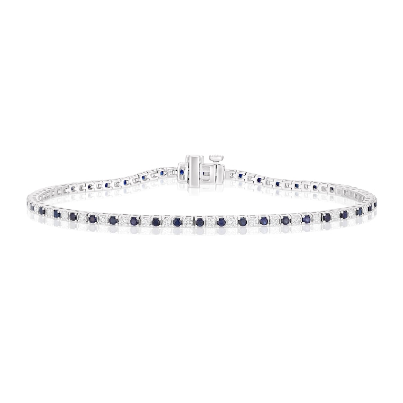 9ct White Gold Sapphire & 1ct Diamond Tennis Bracelet