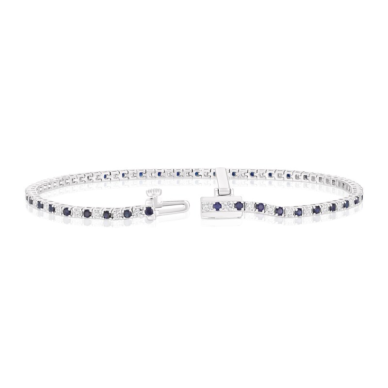 9ct White Gold Sapphire & 1ct Diamond Tennis Bracelet