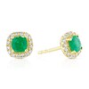 Thumbnail Image 0 of 9ct Yellow Gold Emerald & 0.20ct Diamond Cushion Halo Stud Earrings