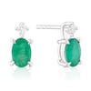 Thumbnail Image 0 of 9ct White Gold Emerald & Diamond Stud Drop Earrings