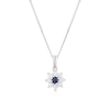 Thumbnail Image 1 of 9ct White Gold Blue Sapphire & 0.25ct Diamond Flower Pendant