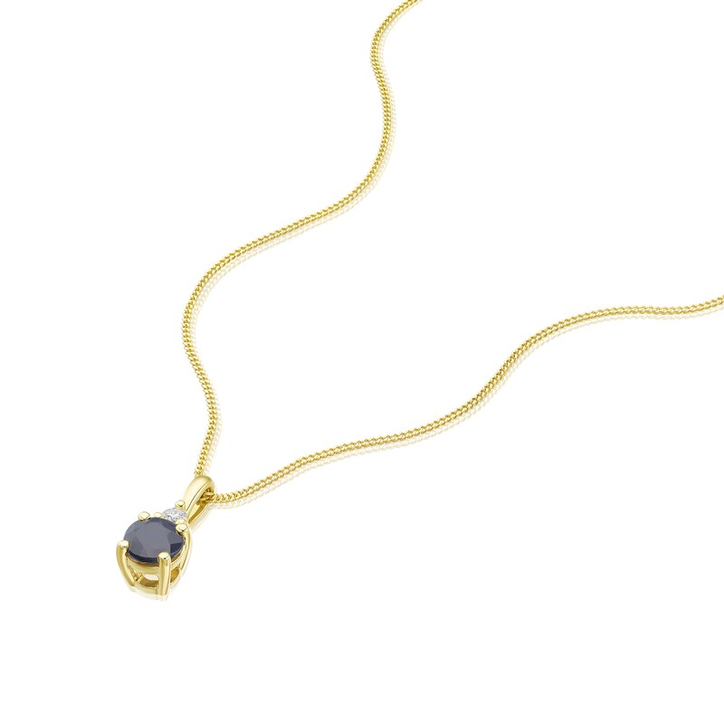 9ct Yellow Gold Sapphire & Diamond Pendant Necklace