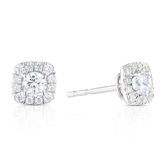 9ct White Gold 0.40ct Diamond Cushion Shaped Stud Earrings